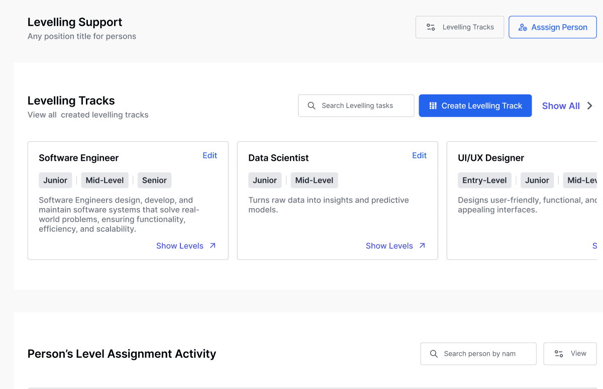 Establish a leveling system